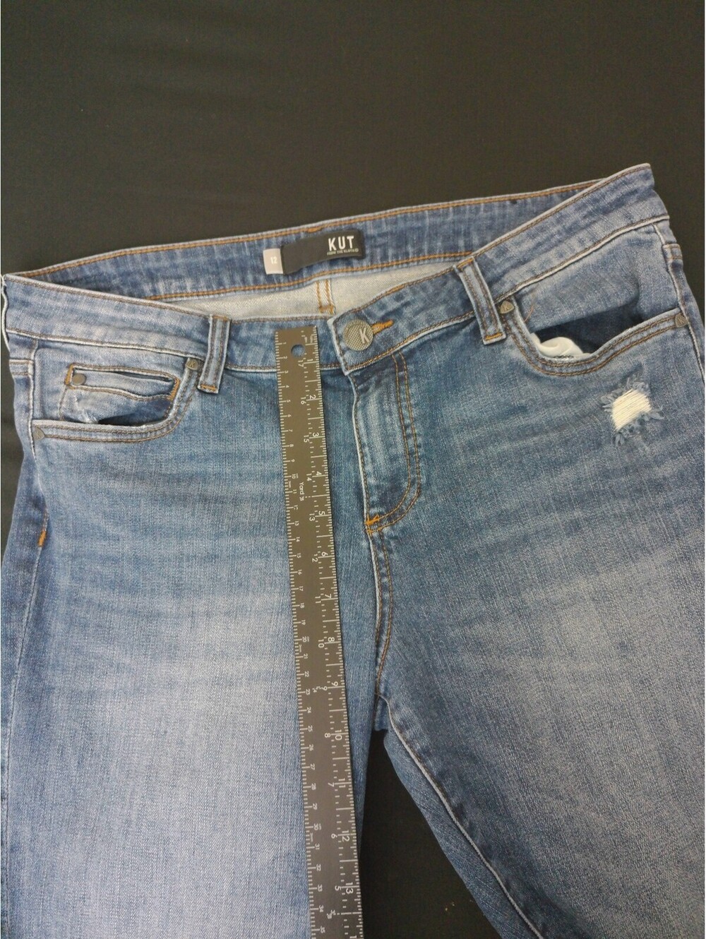KUT from the Kloth Womens Jeans Size 12 Blue Medium Wash Distressed Denim - Picture 5 of 6